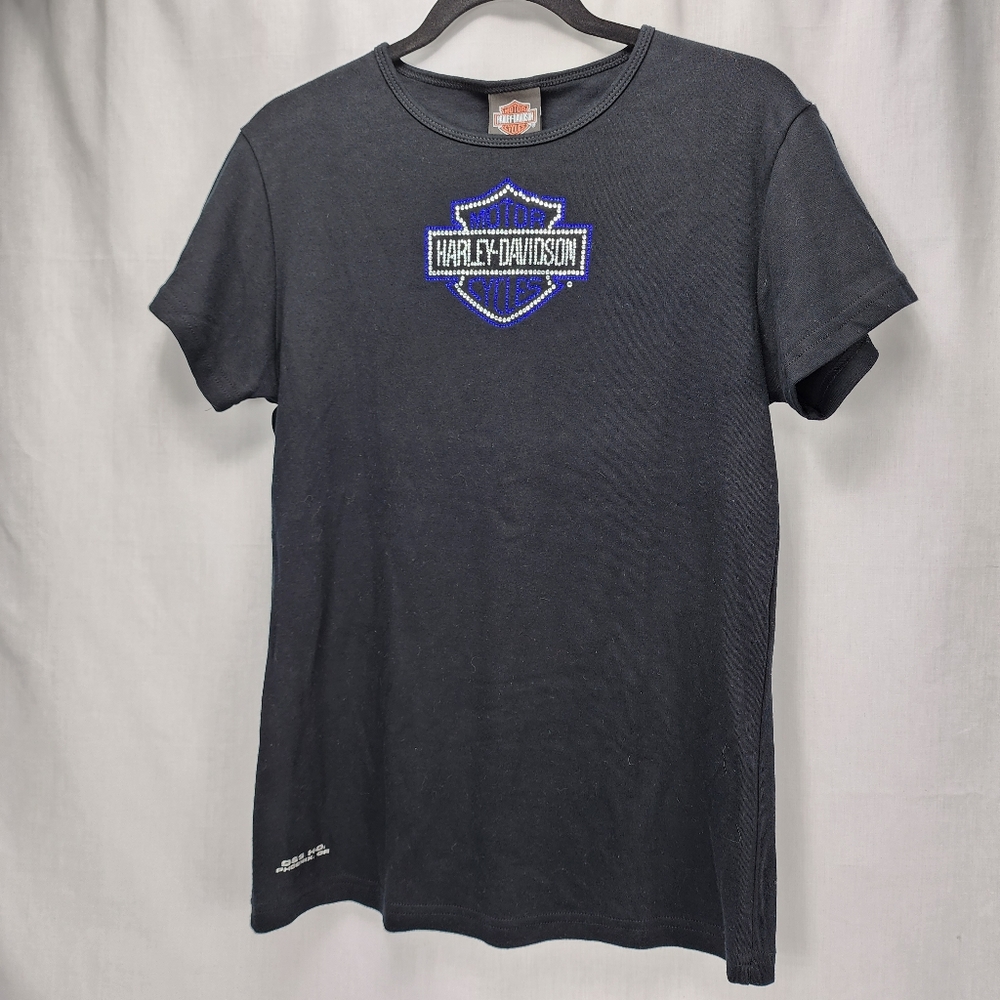 Harley-Davidson Black Short Sleeve Bling TShirt Women's Size XL